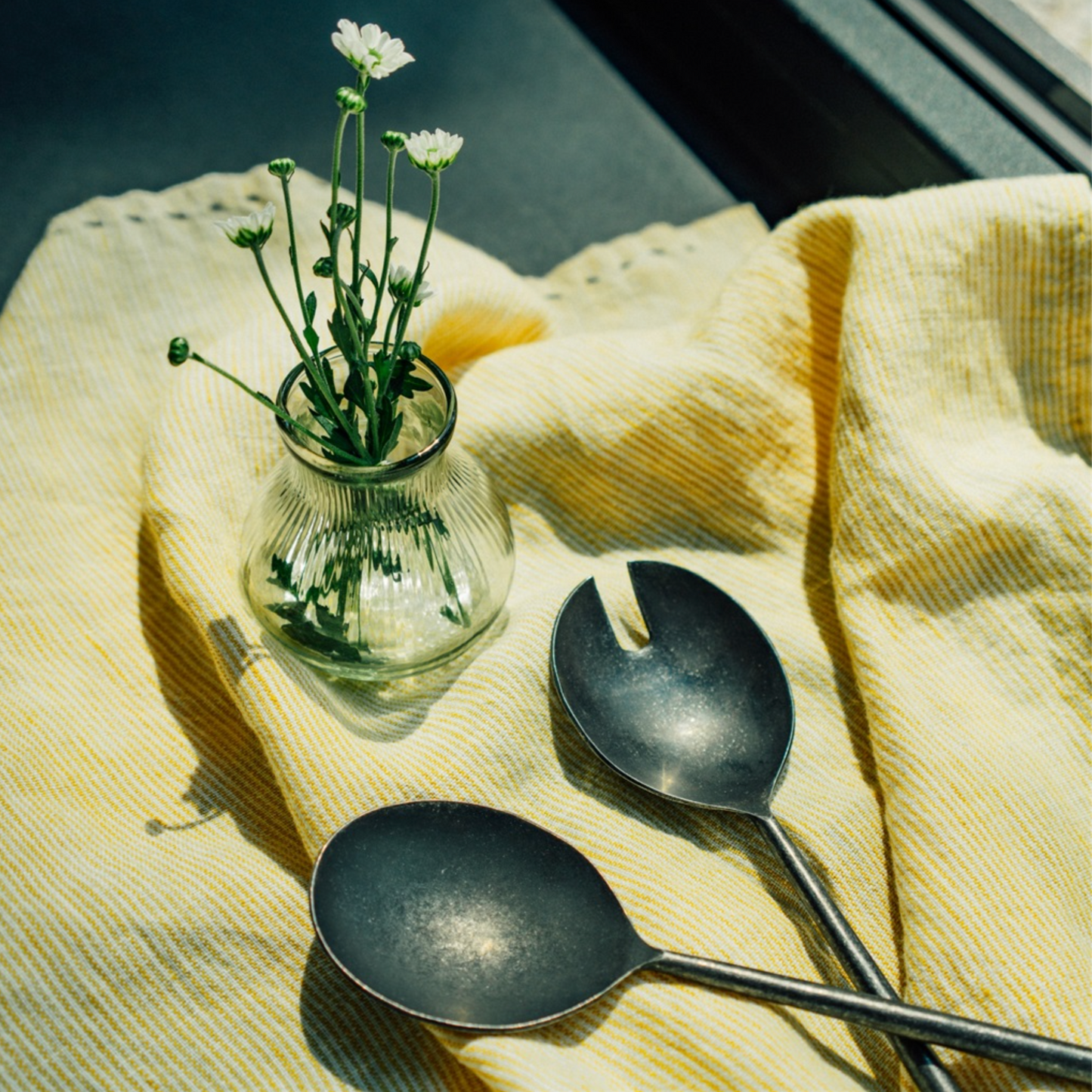 Tumbled Black Salad Servers - Set of 2