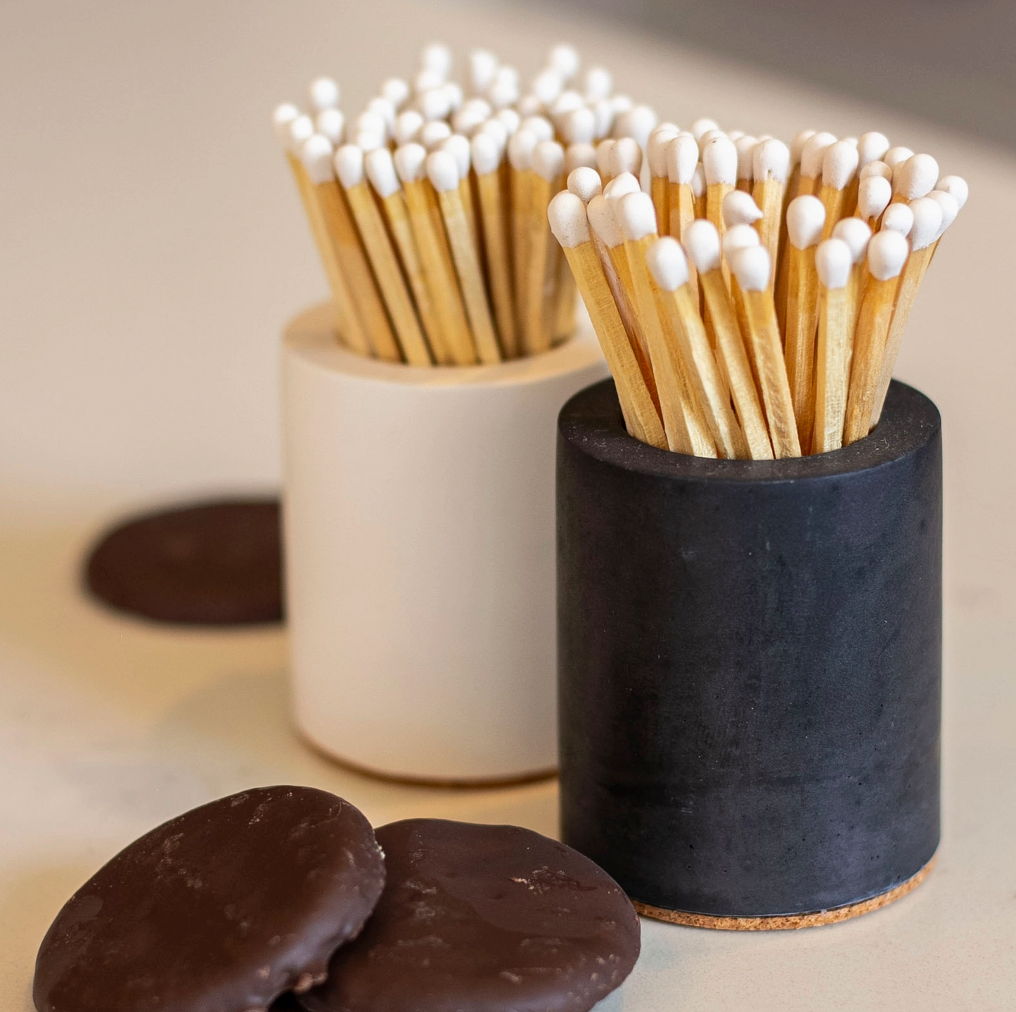 Cylinder Match Holder - White Matches