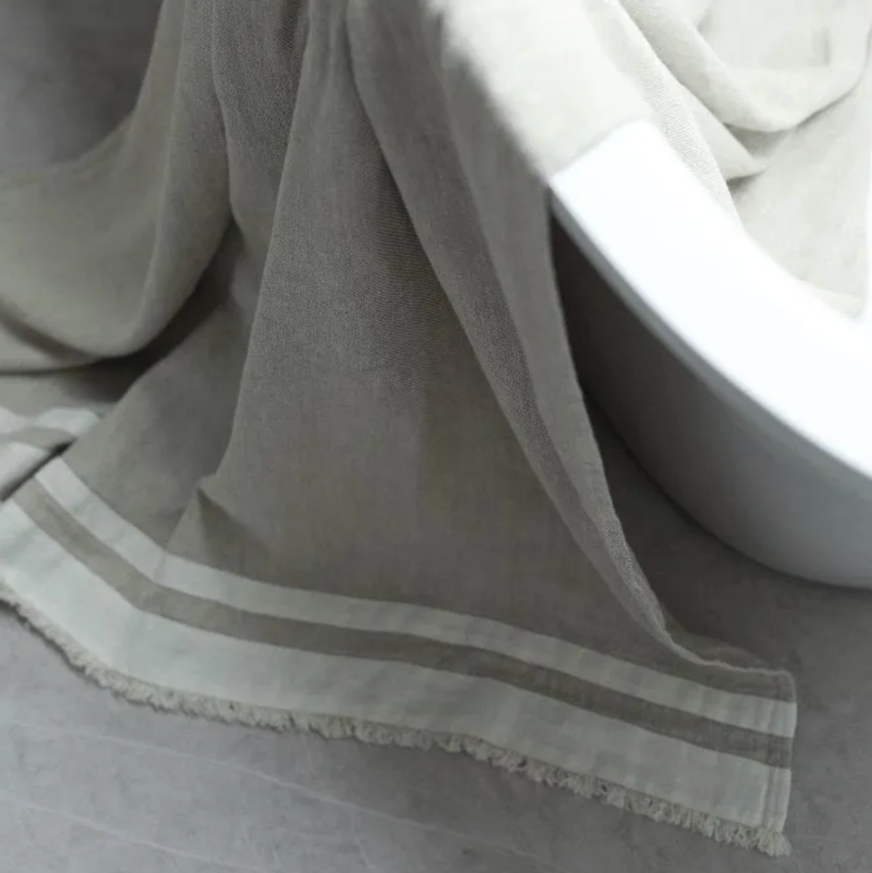 Lipari Bath Towel Beige with White Stripes