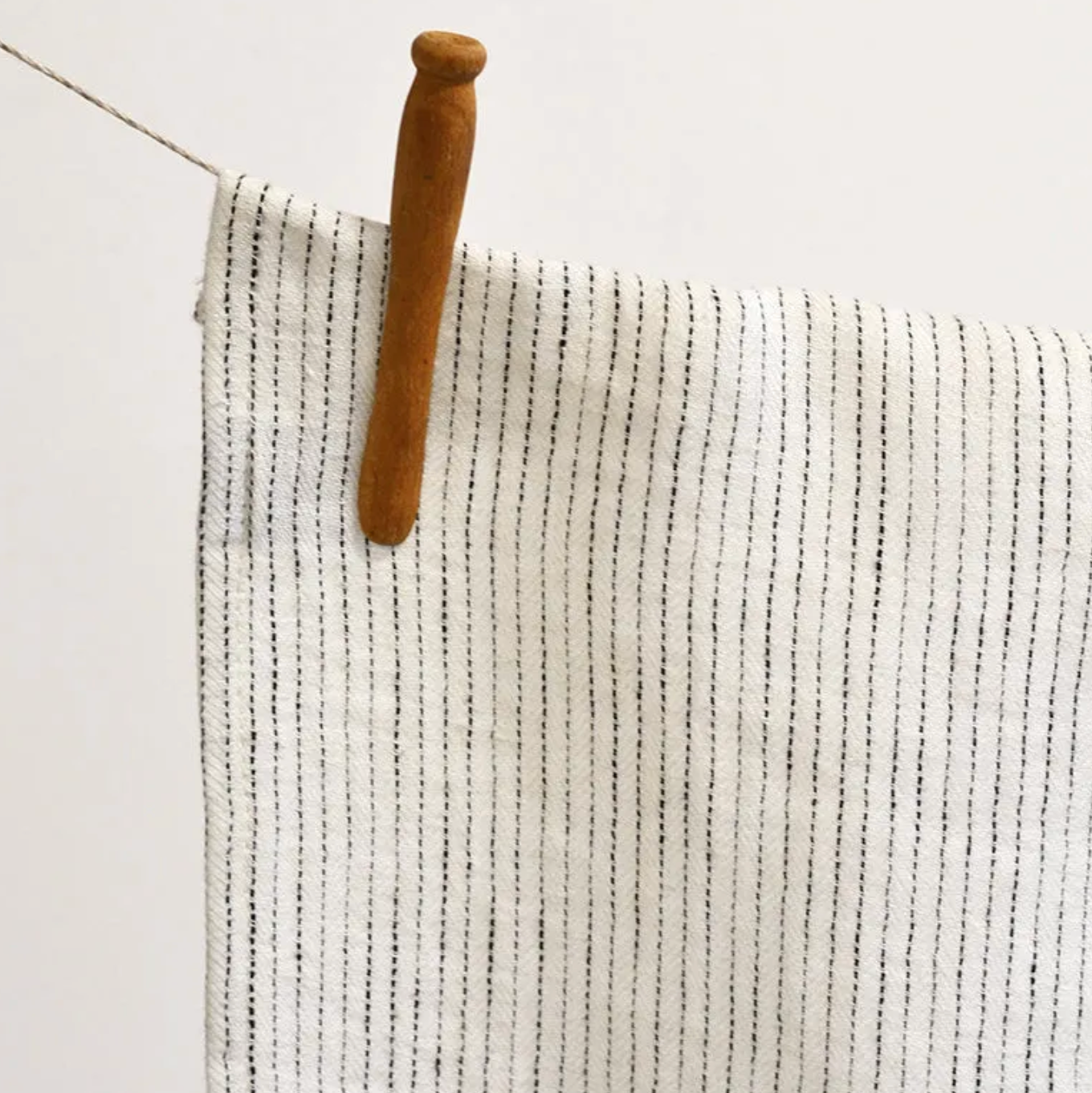 Morse Code Tea Towel Ivory with Black Dot Stripes