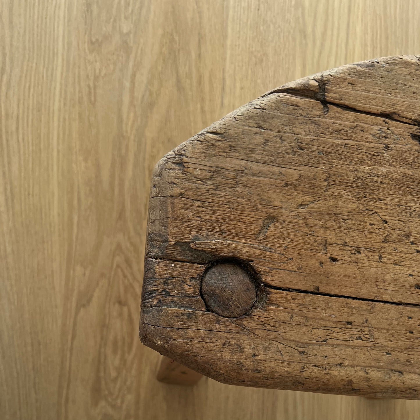 Antique Small Rustic Pine Bench