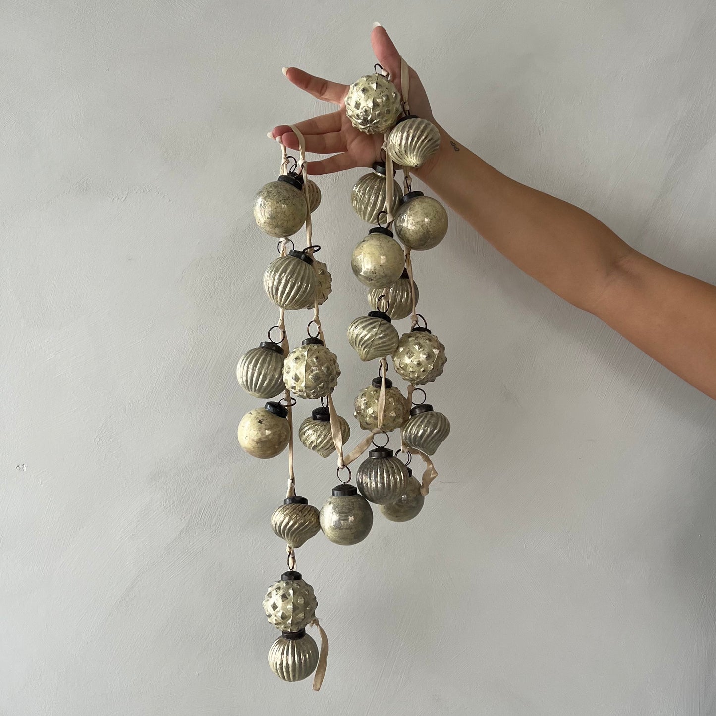Embossed Mercury Glass Ball Ornament Garland