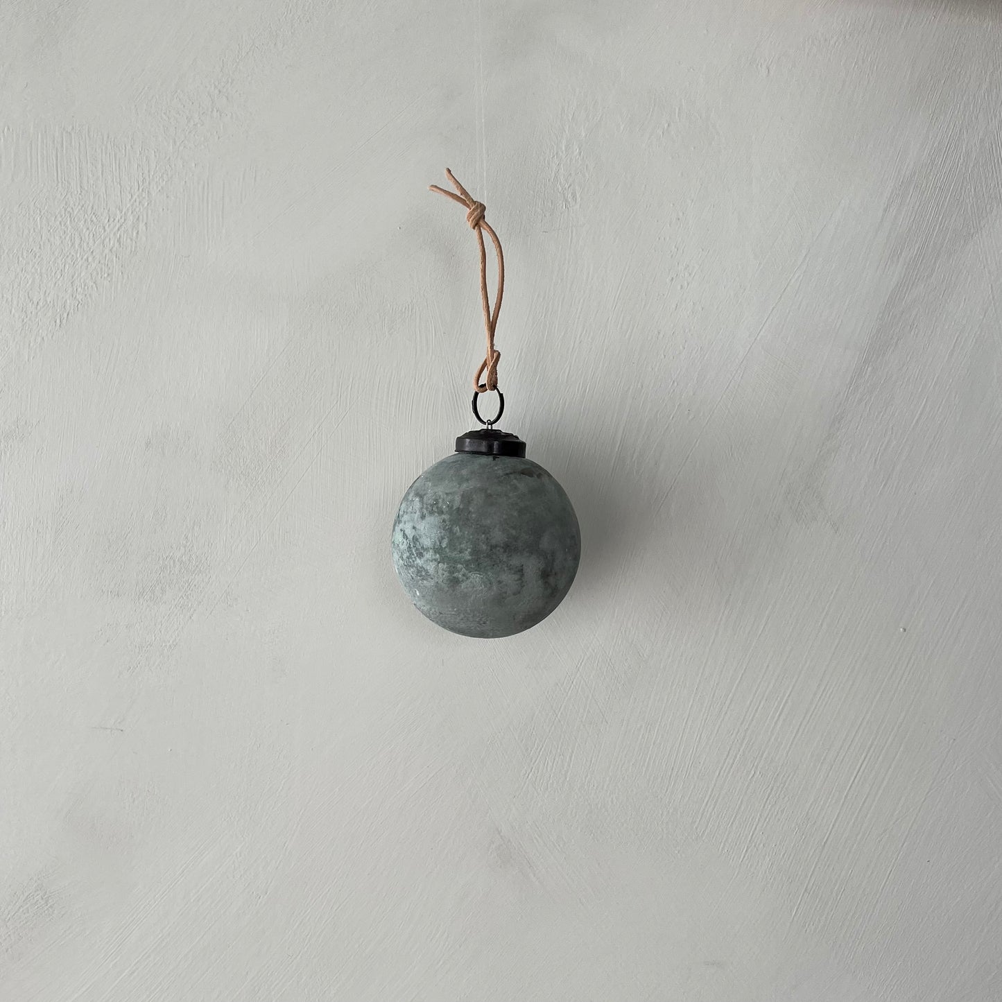 Round Glass Ball Ornament Distressed Powder Finish - Grey