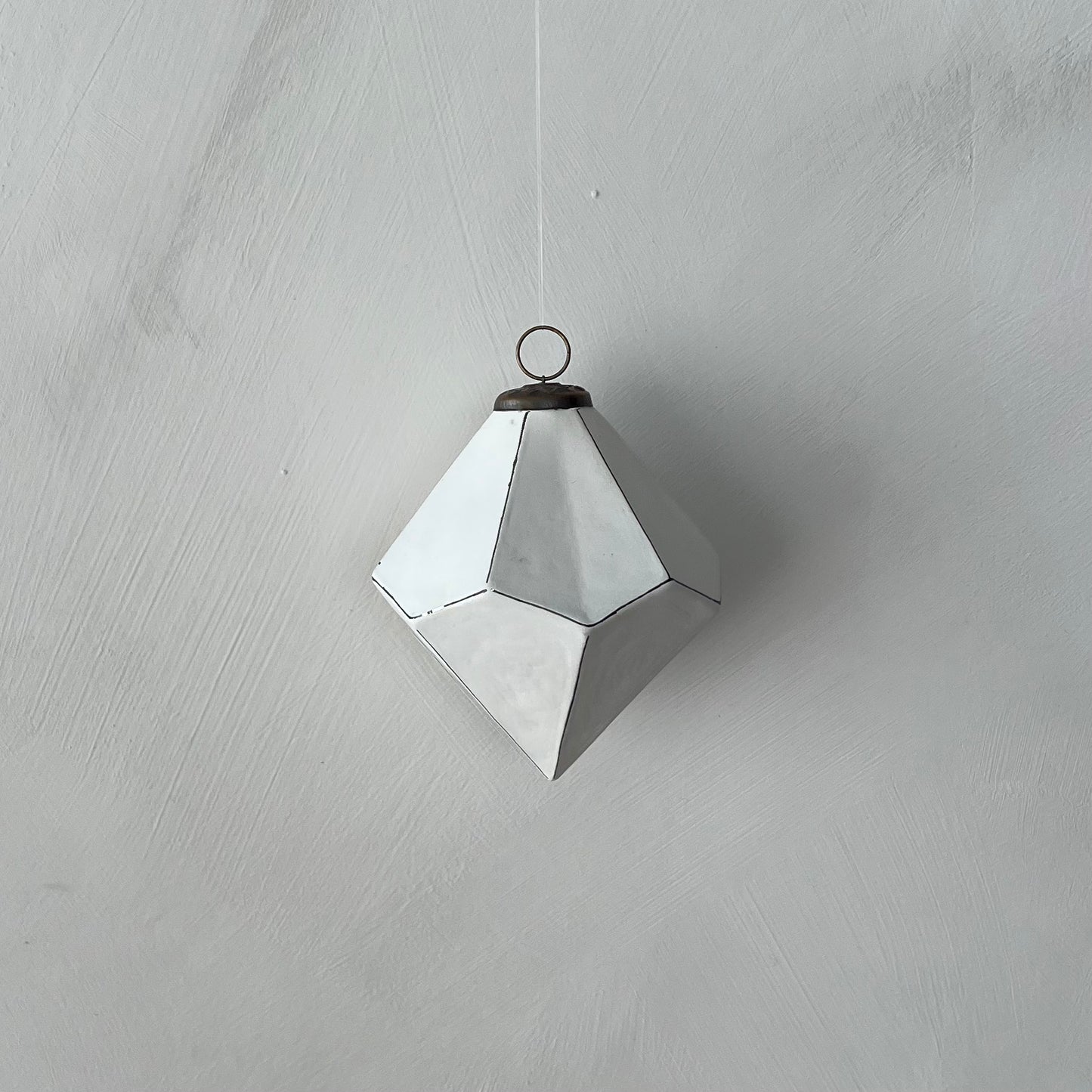 Diamond Drop Ornament White Clay