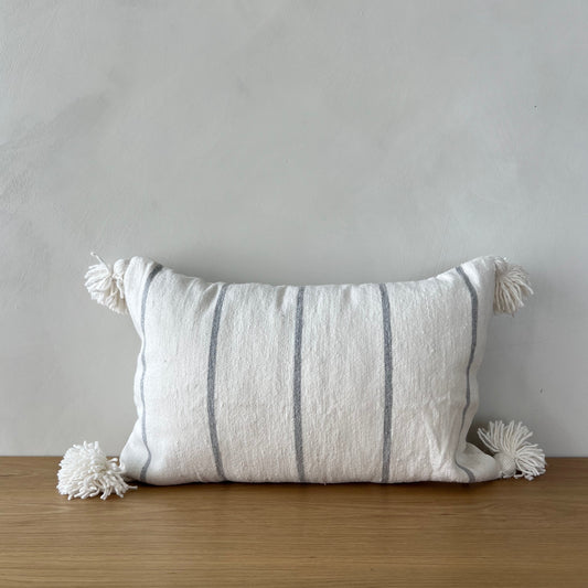 Tangier Pillow - Light Grey Stripe