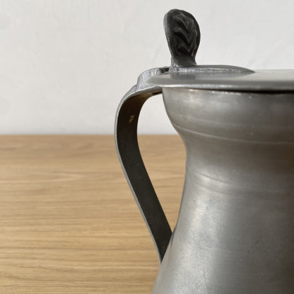 Antique Jug with Lid,  English Pewter