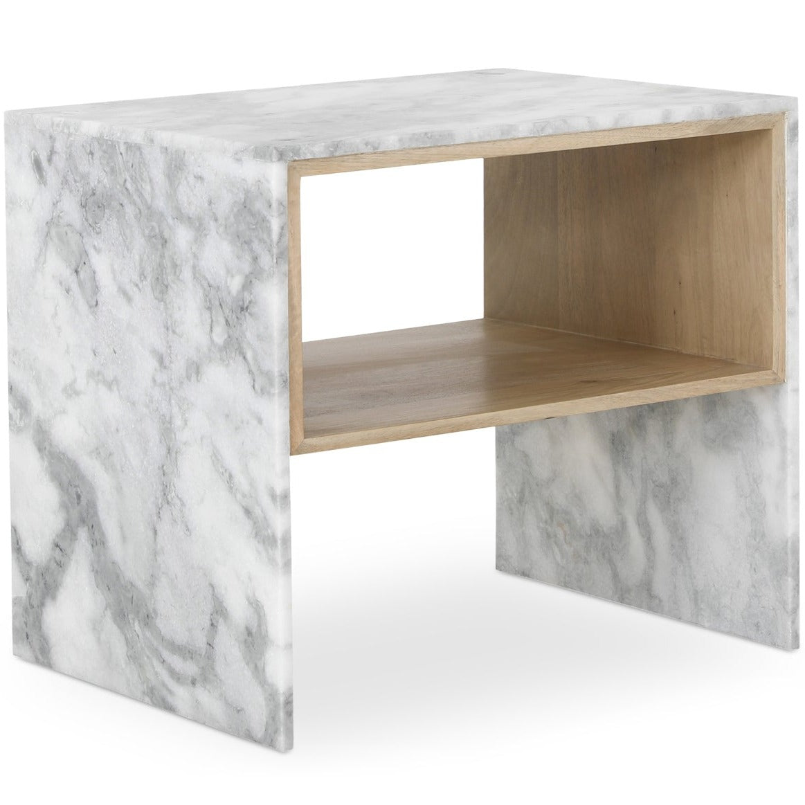 Marble and wood side table