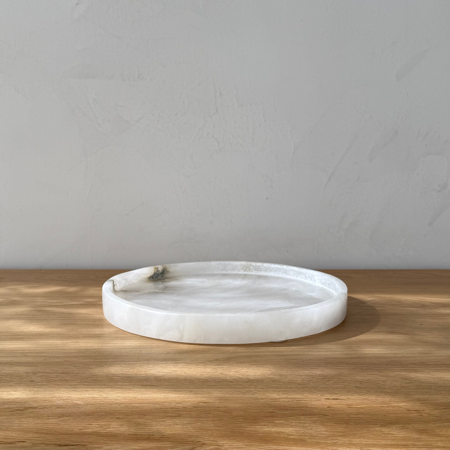 White Alabaster Round Tray