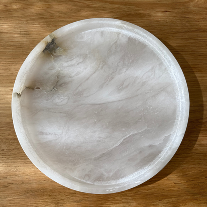 White Alabaster Round Tray
