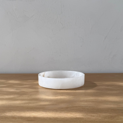 White Alabaster Round Tray
