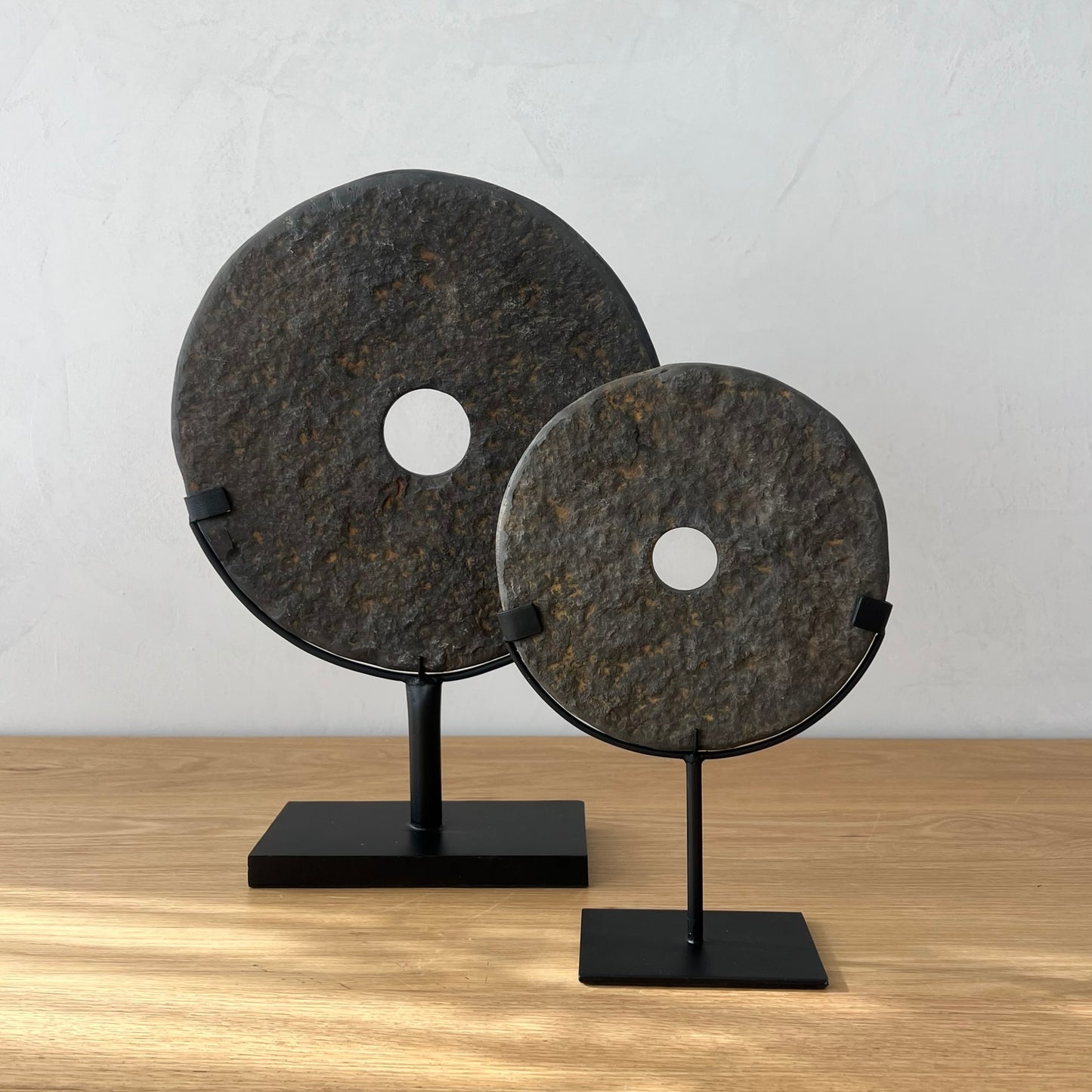 Lava Stone Disk with Iron Stand