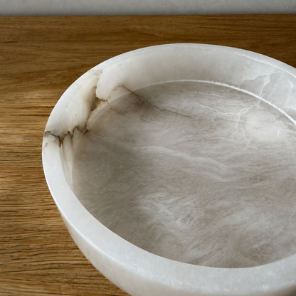 White Alabaster Round Tray