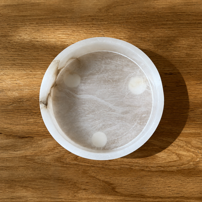 White Alabaster Round Tray
