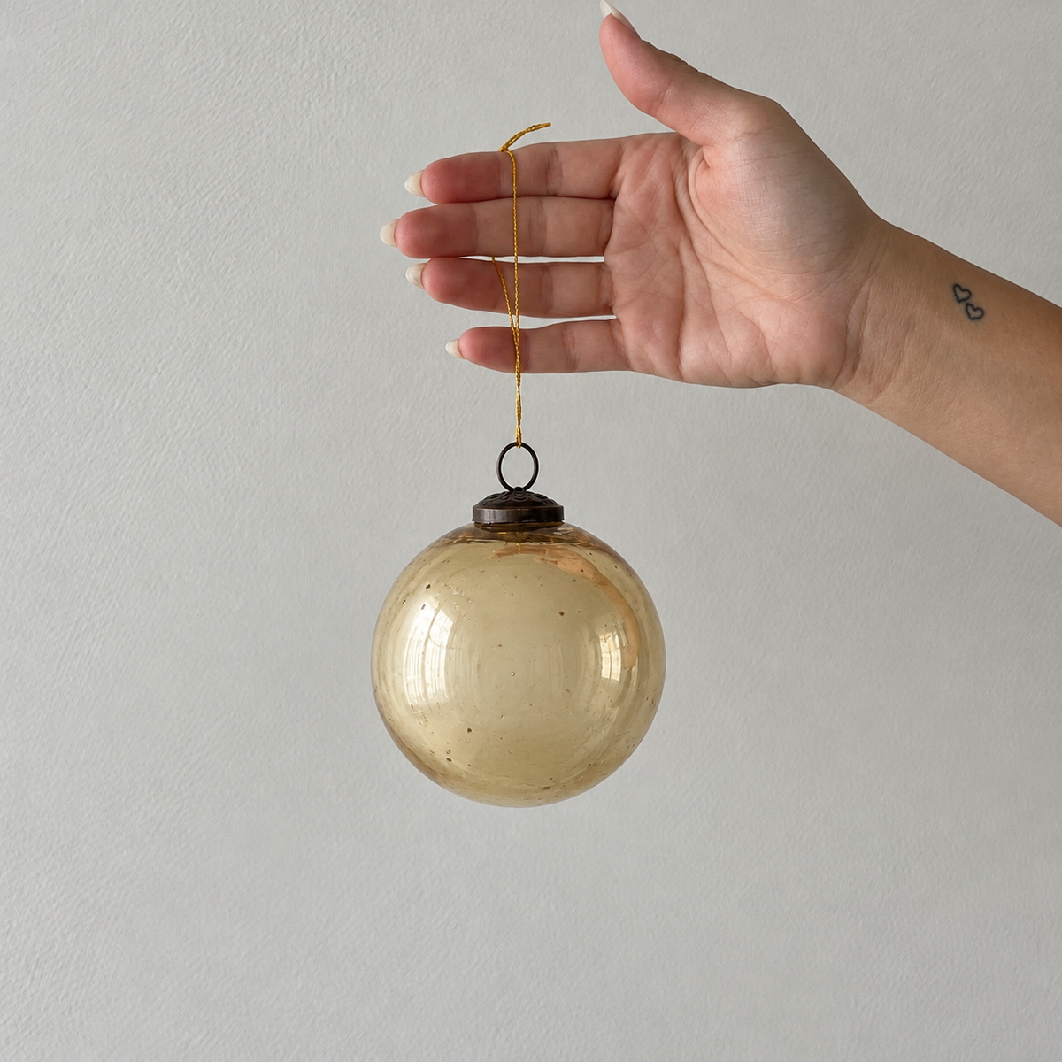 Round Mercury Glass Ornament Gold Finish