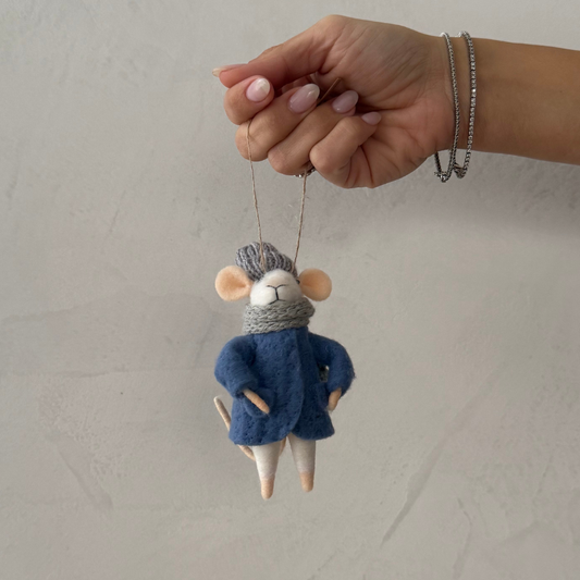 Cozy Cora Mouse Holiday Ornament