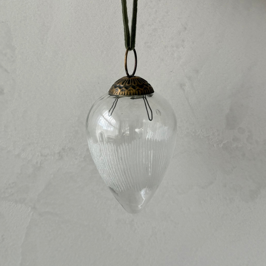 Frosted Etched Holiday Teardrop Ornament