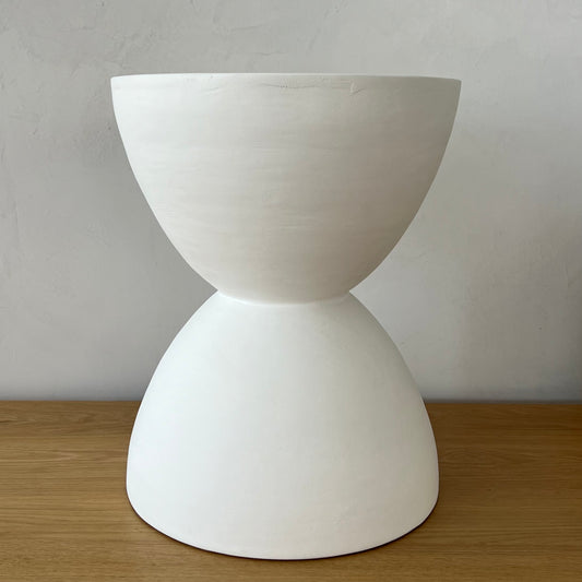 White Hourglass Side Table