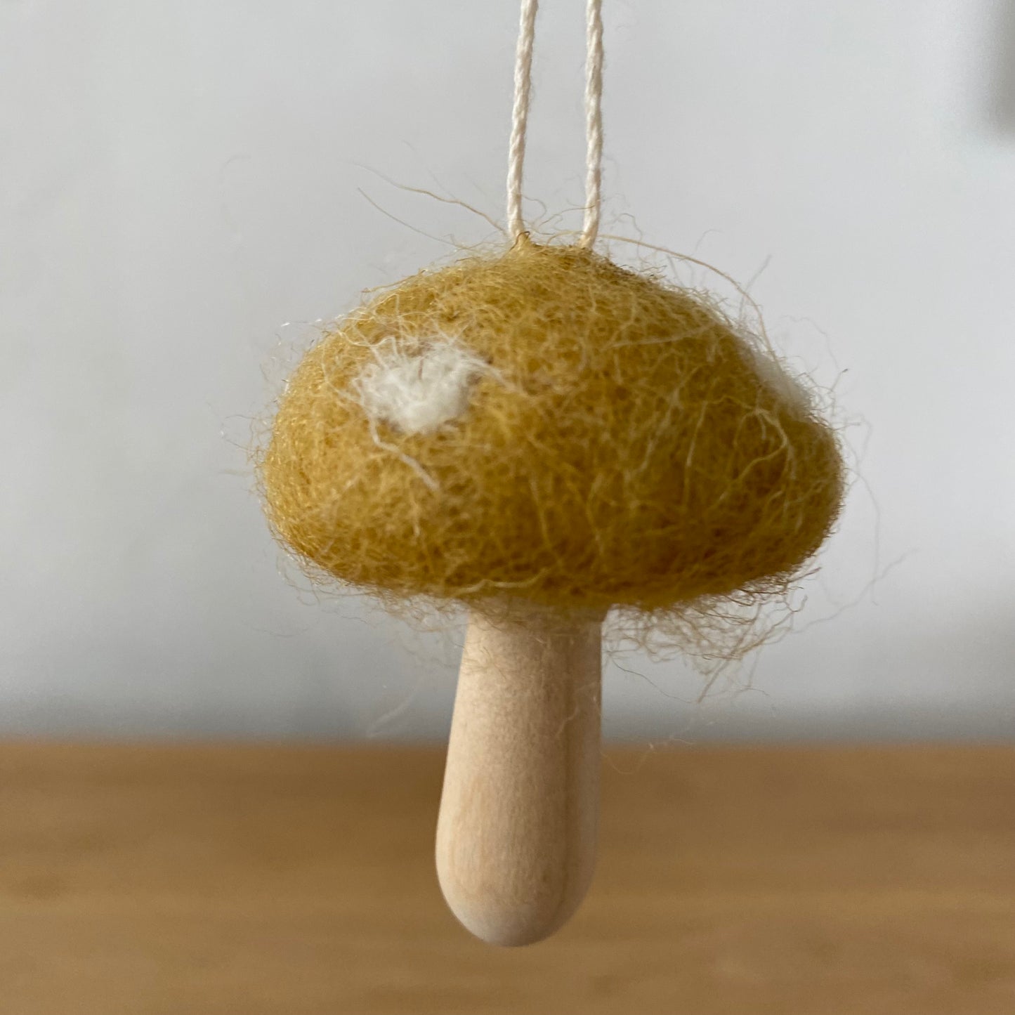 Wool & Wood Mushroom Ornament