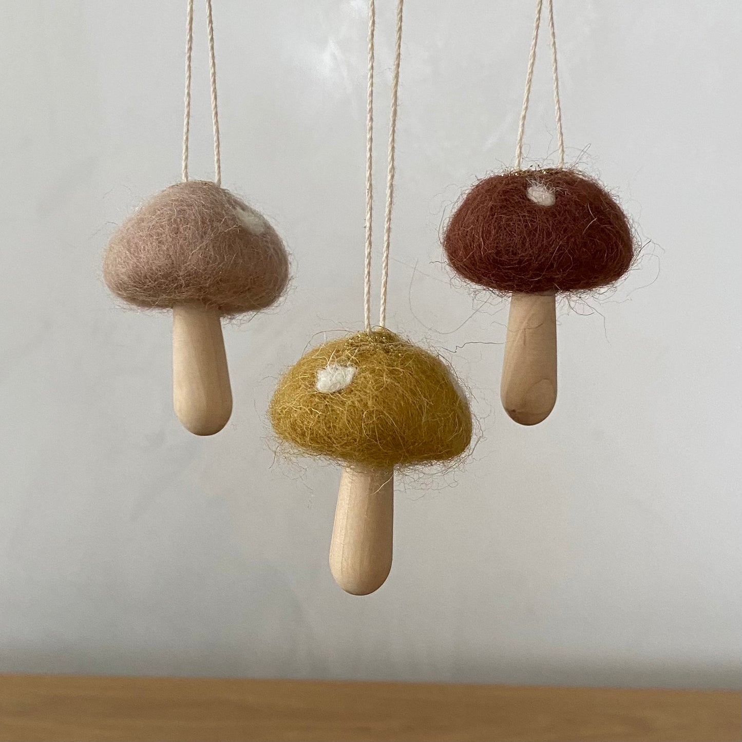 Wool & Wood Mushroom Ornament