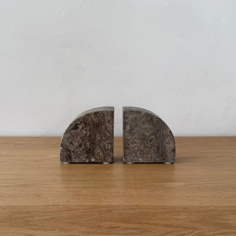 Grey Travertine Bookends - Set of 2