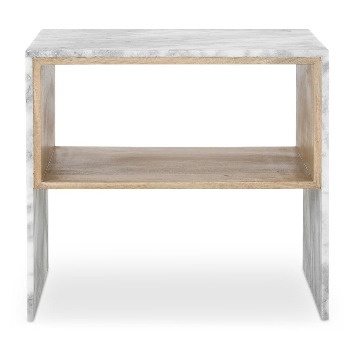 Marble and wood side table