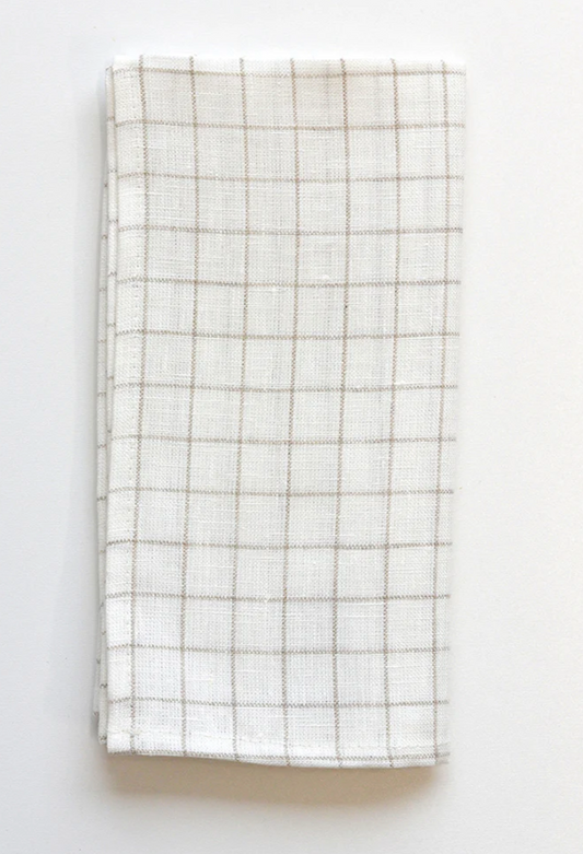 Daisy Checkered Linen Tea Towel