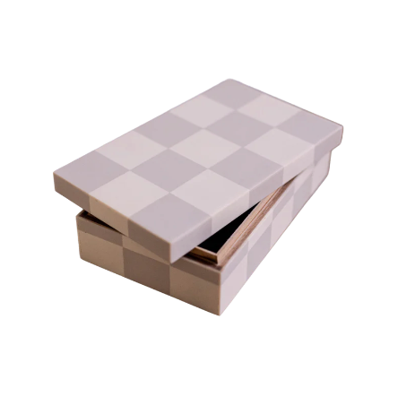 Jesse Checkered Gray & White Decorative Box