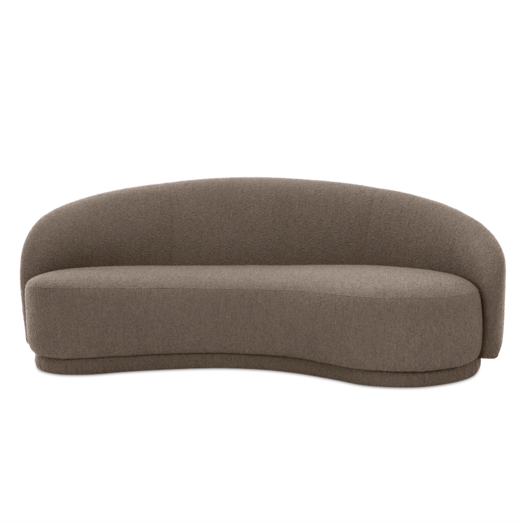 brown boucle sofa