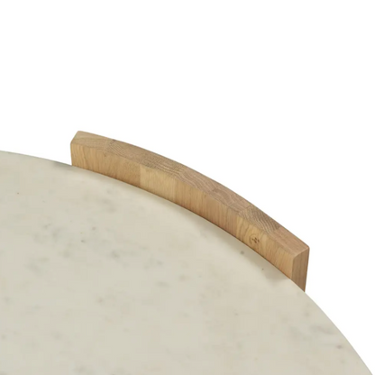 oak base round marble coffee table