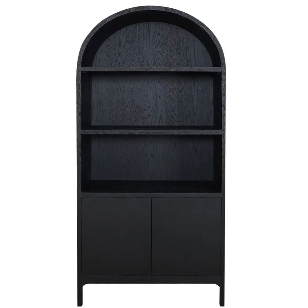 black arched black oak cabinet