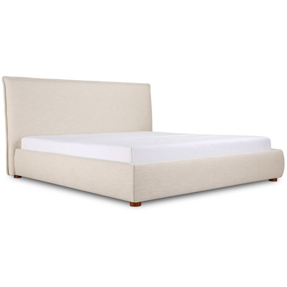 beige upholstered bed queen king