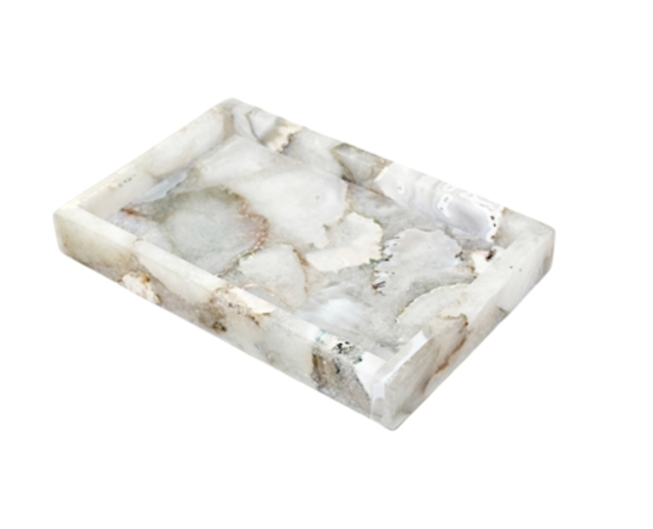 Agate Rectangular White Tray