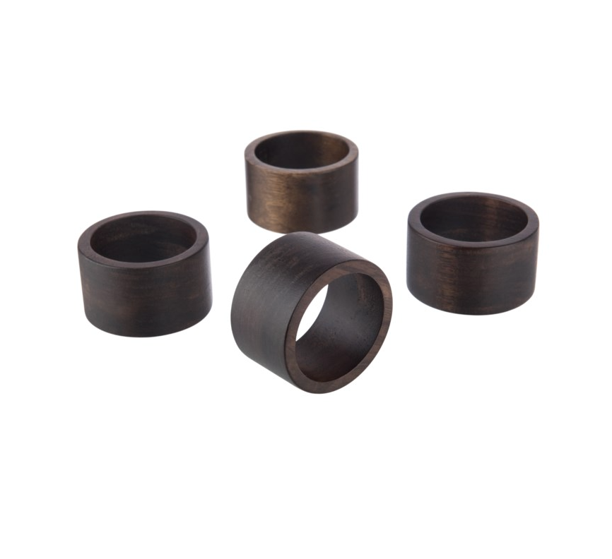 Lupin Round Wooden Napkin Rings - set of 4