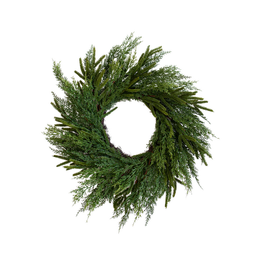 Round Faux Juniper Wreath -  Large - 12"