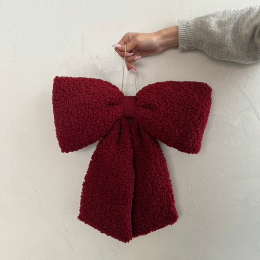 Red Boucle Large Bow
