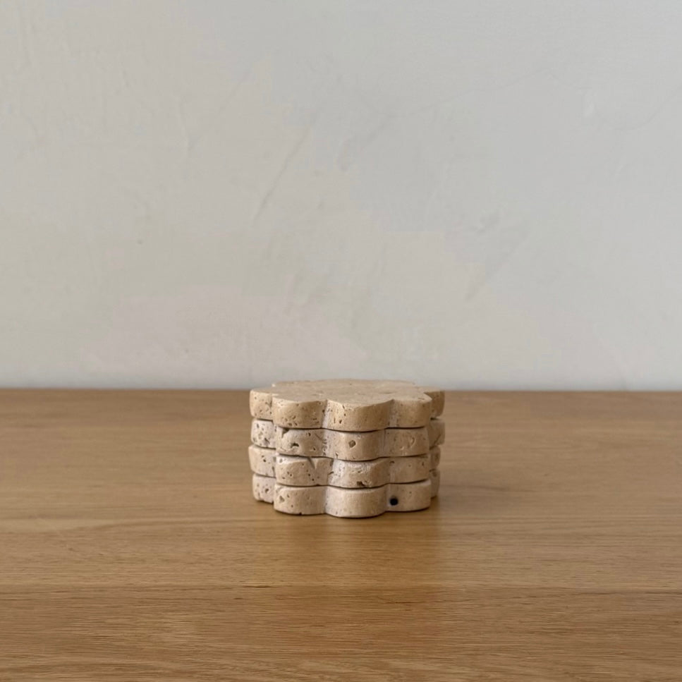 Travertine Scallop Coasters, Set of 4