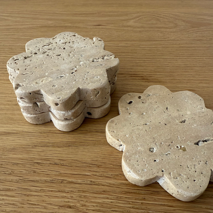Travertine Scallop Coasters, Set of 4
