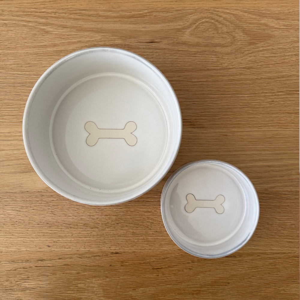 White Pottery Pet Bowl