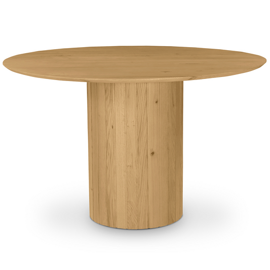 Round Solid Natural Oak Dinning Table