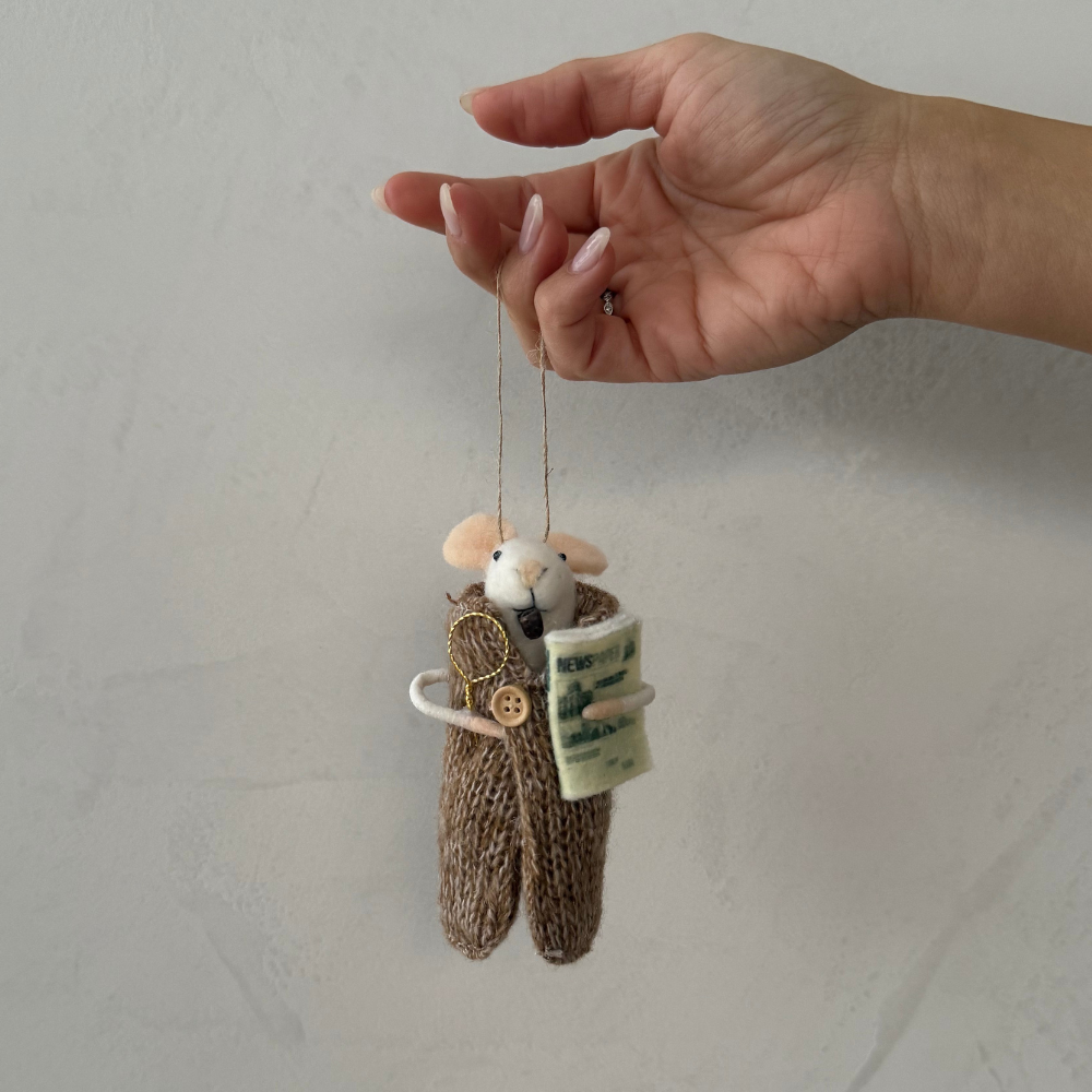 Newspaper Nelson Mouse Holiday Ornament
