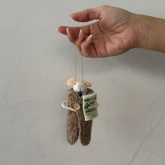 Newspaper Nelson Mouse Holiday Ornament