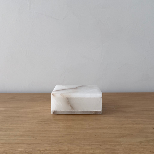 White Alabaster Square Box