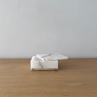 White Alabaster Square Box