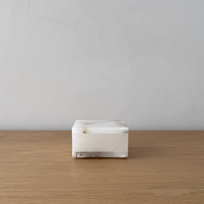 White Alabaster Square Box
