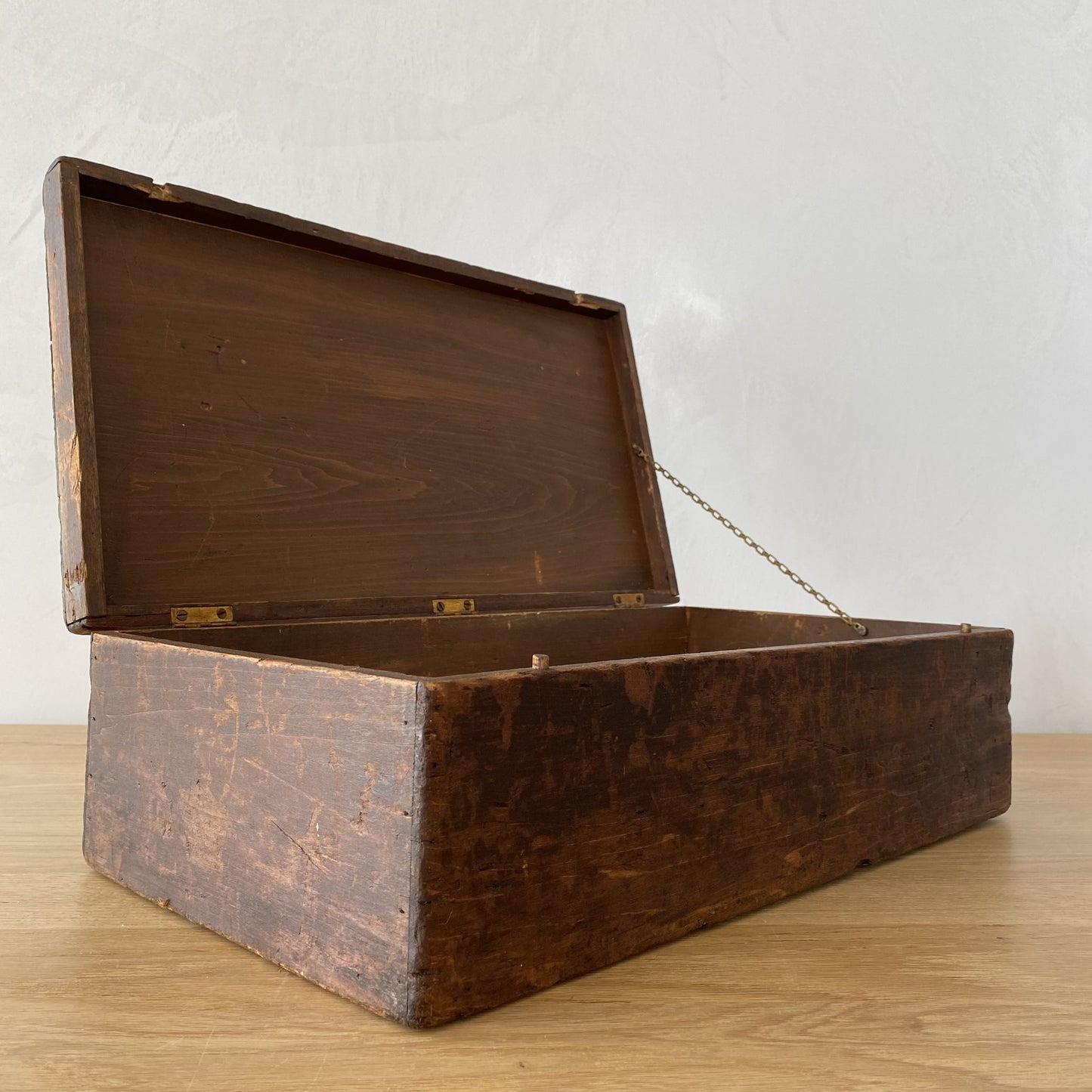 Antique Wooden Pine Box with Lid