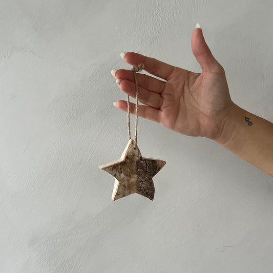 Star Birch Bark Ornament