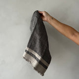 Blossom Stonewashed Linen Black Tea Towel