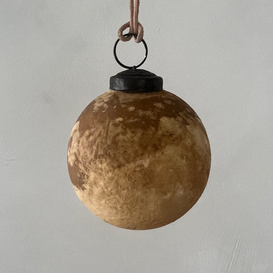 Round Glass Ball Ornament Distressed Powder Finish - Terracotta