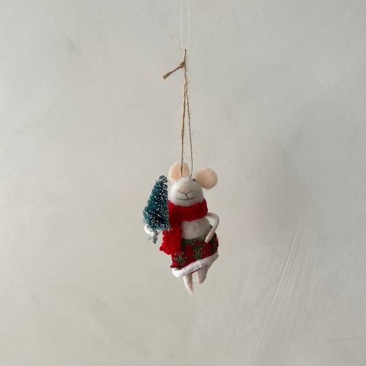 Wool Felt Mouse in Outfit Ornament - 3 Styles