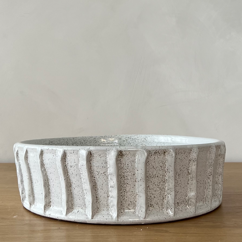 Sian Large Ceramic White Speckled Bowl